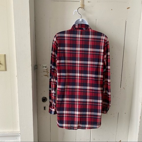 Rue 21 Long Tunic Red Flannel Shacket Shirt Convertible Sleeves - Picture 2 of 12